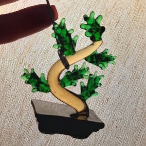 NWT Dynasty Gallery Glass Bonsai Pine Tree Ornament